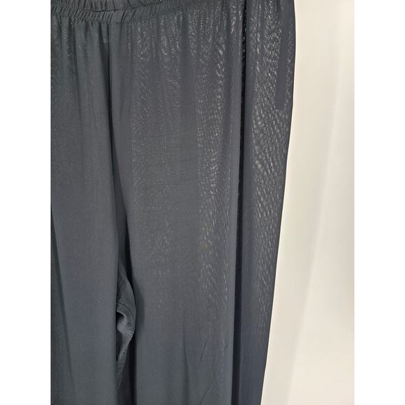 Nira Nira Navy Silk Elastic-Waist High-Rise Wide-Leg Trousers Size XL - Picture 2 of 4
